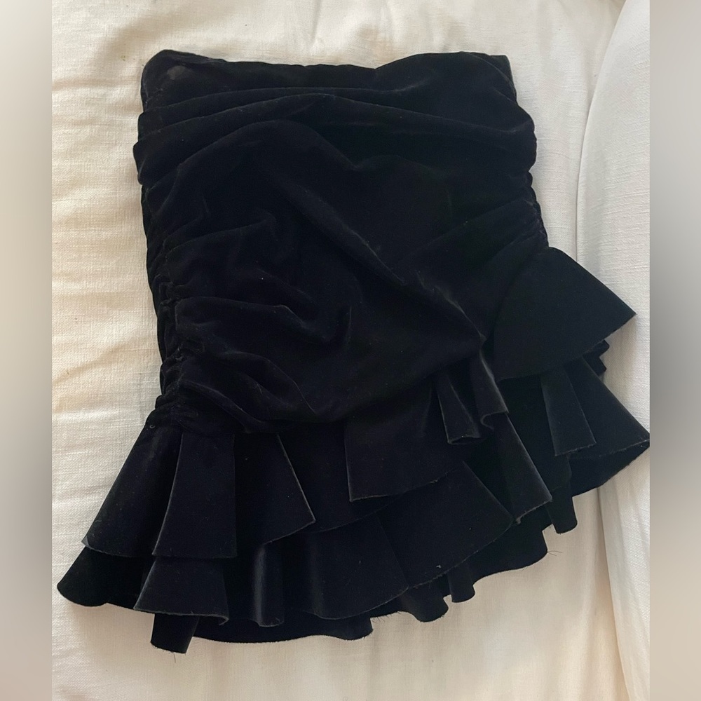 Black velvet mini skirt